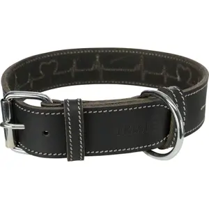 Rustic collier en cuir ciré et vieilli Heartbeat, L–XL: 55–65 cm/40 mm, noir